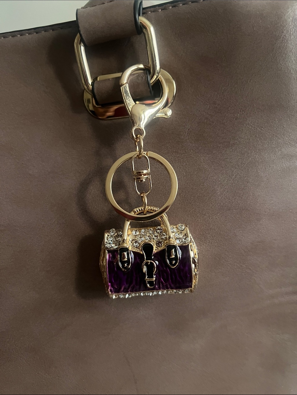 Gold-Tone Enamel Handbag Keychain Charm - Picture 2 of 3